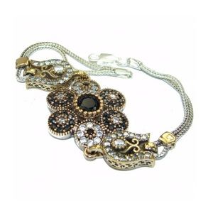 Sterling Silver Black Onyx White Topaz Bracelet